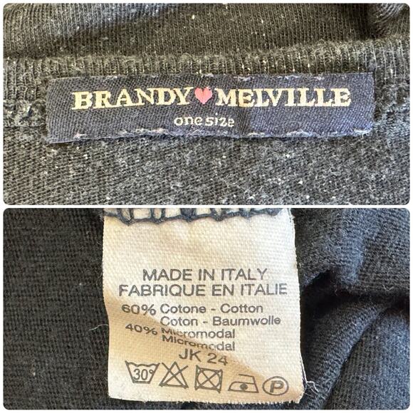 SAINT LAURENT Brandy Melville Graphic Letter Printed Super Soft Black T Shirt OS - Picture 7 of 7